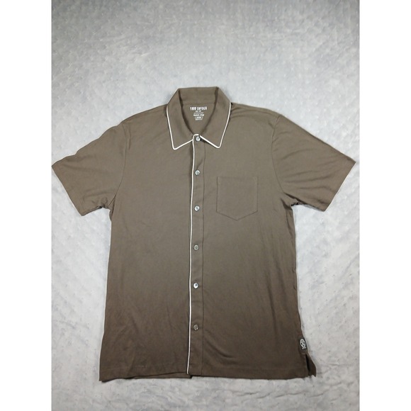 Todd Snyder Other - Todd Snyder Premium Jersey Full-Placket Polo Shirt Brown Men Medium Piping USA